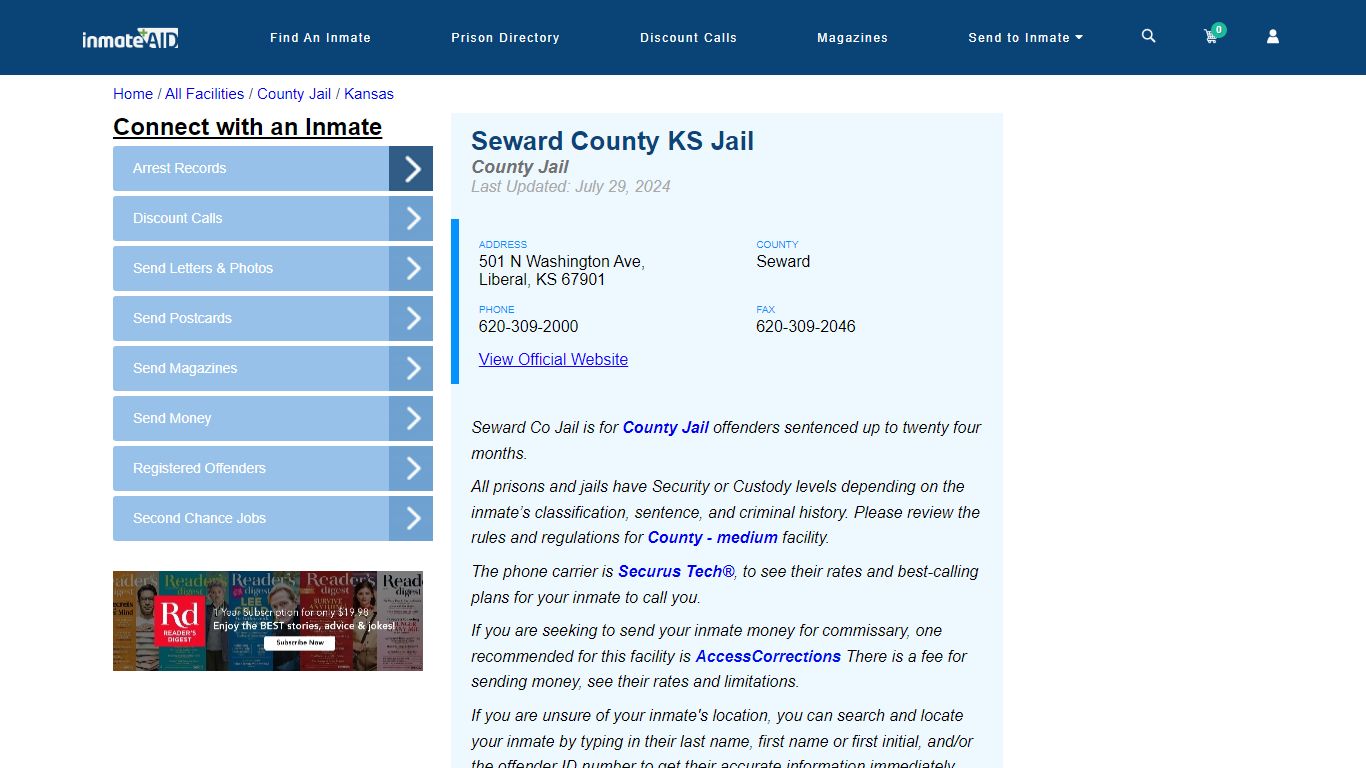 Seward County KS Jail - Inmate Locator